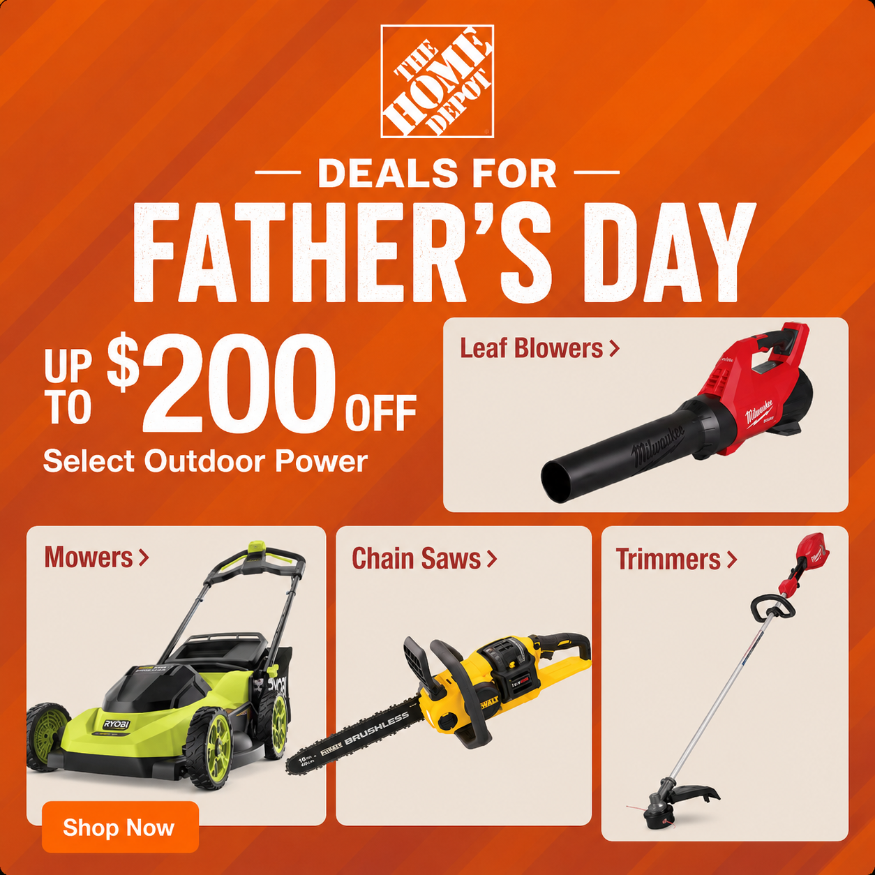 Save up to $200 off Select Outdoor Power Tools at The Home Depot