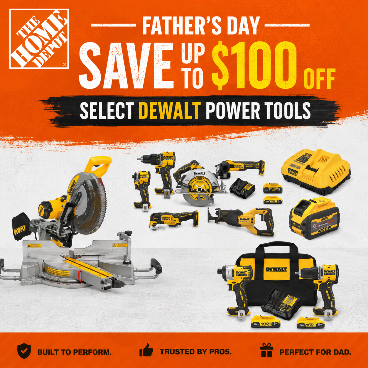 DeWALT Father’s Day Sale at The Home Depot Save up to $100 off
