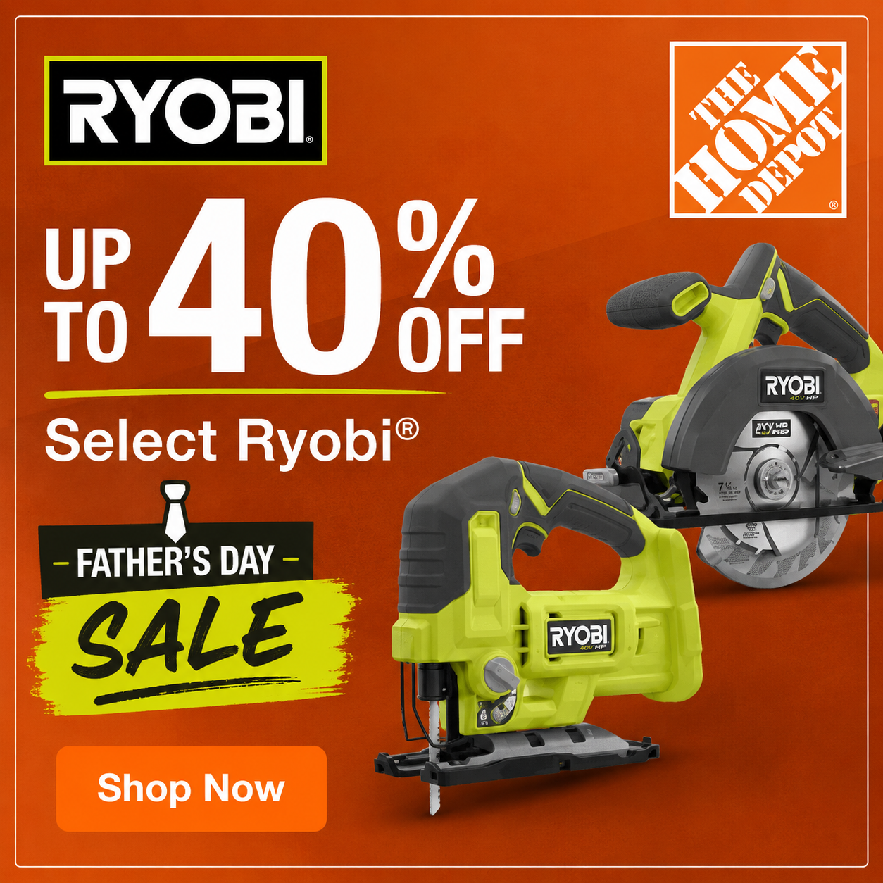 RYOBI Tools Deal up to 40% Off at The Home Depot for Father’s Day