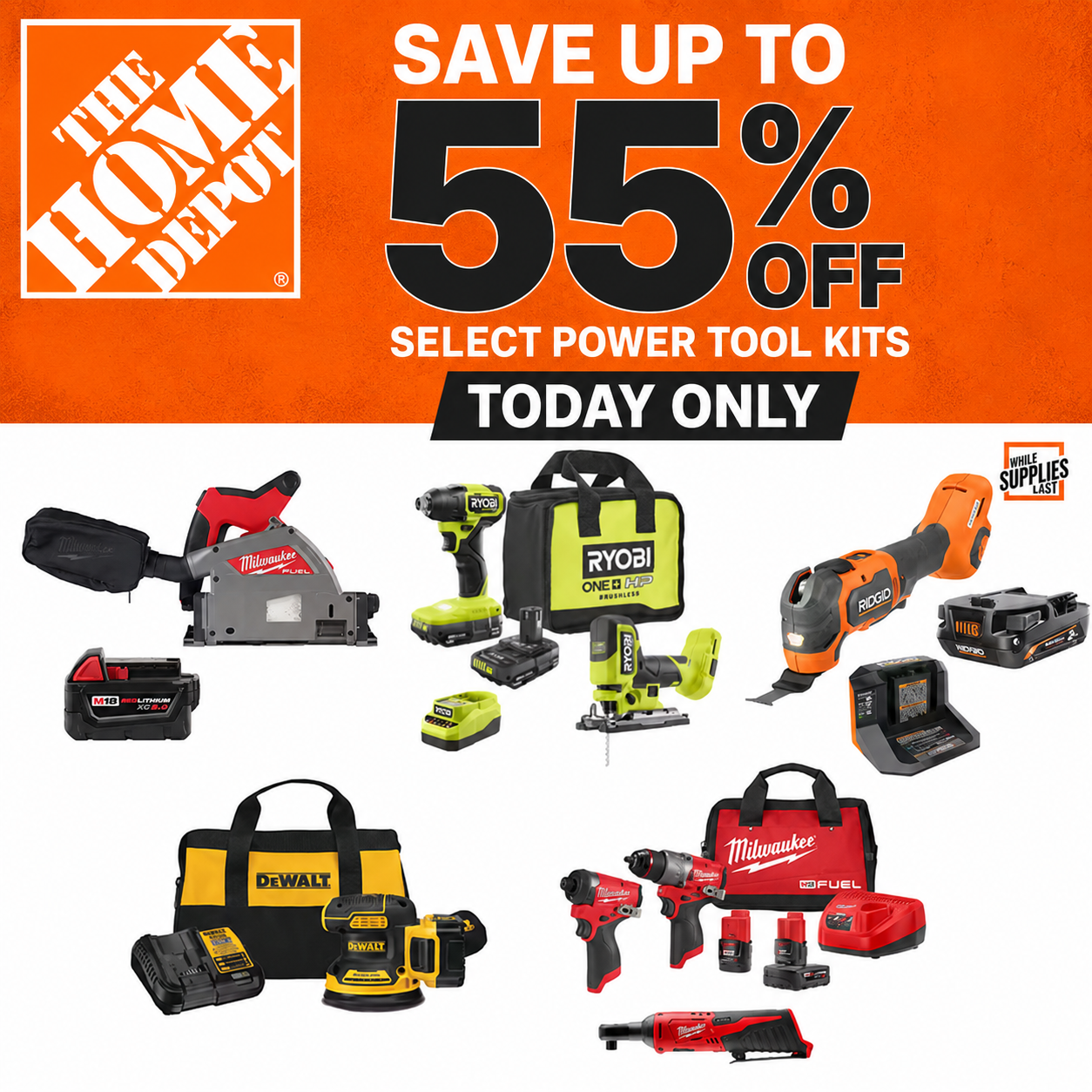 Today Only: Save Up to 55% Off Tools at Home Depot