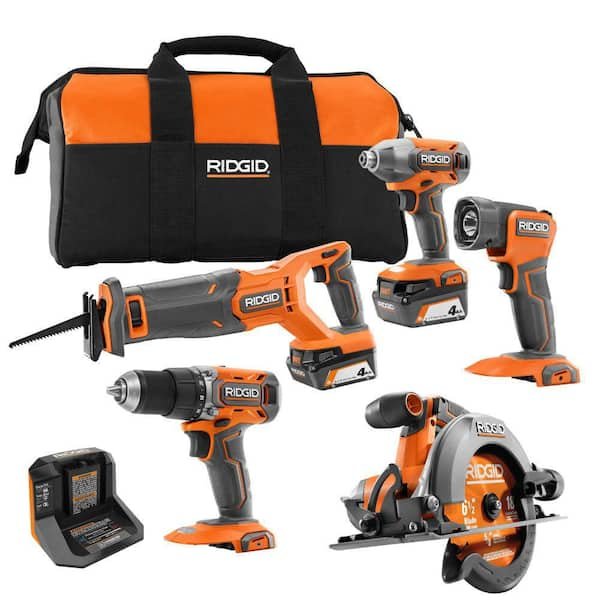 Today Only: RIDGID 18V 5 Tool Combo Kit $299, Save $406