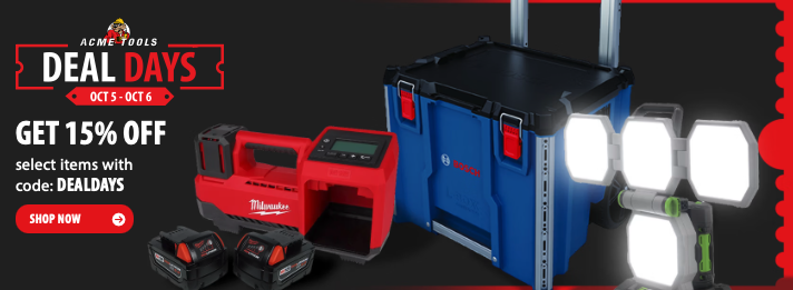 Acme Tools Deal Day Sale: Save 15% With Code DEALDAYS