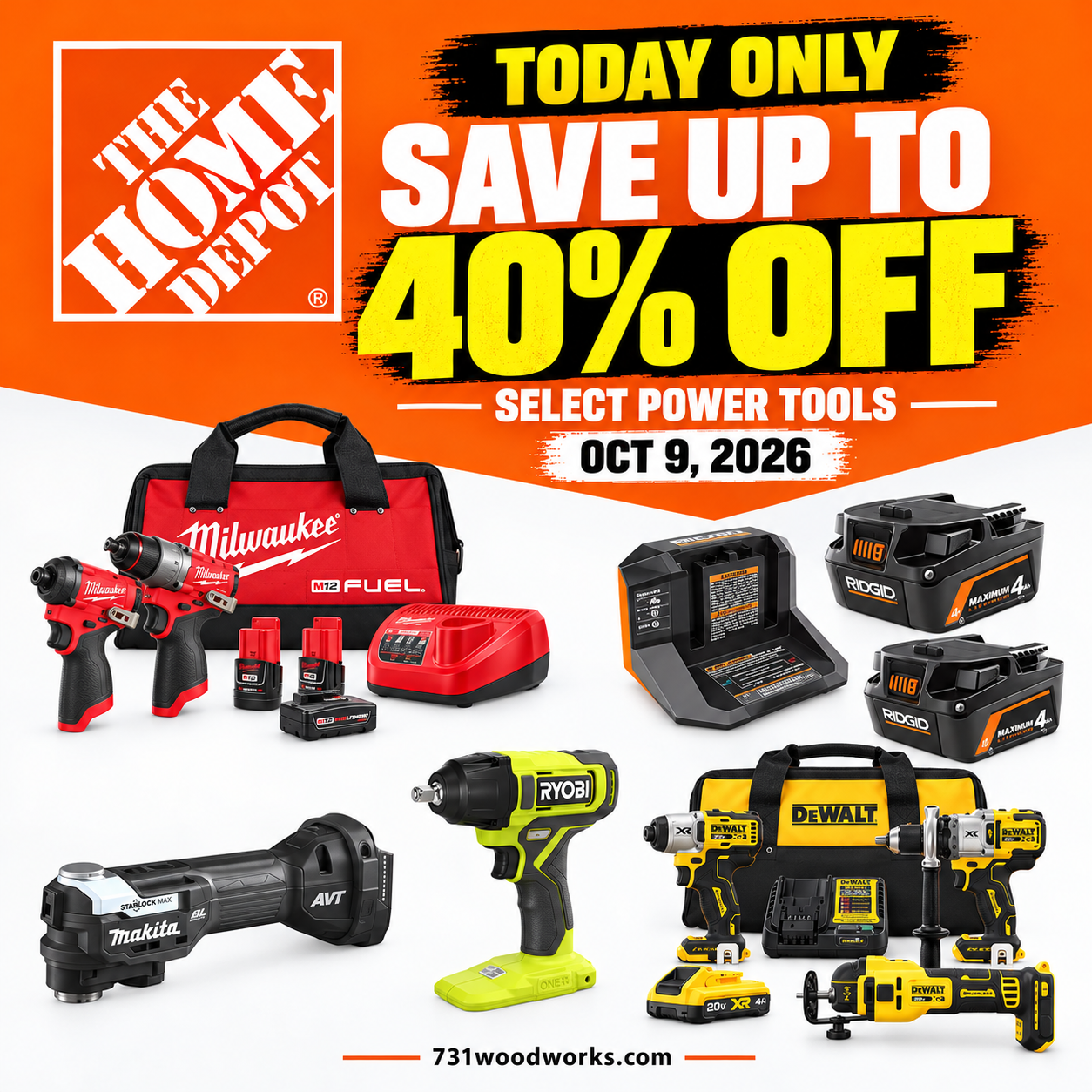 Up to 40% Off Power Tools at Home Depot, Today Only
