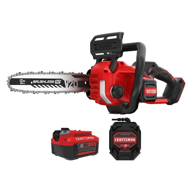 CRAFTSMAN V20 20V Max 12 inch brushless cordless chainsaw kit with 5Ah battery and charger on sale for $159.
