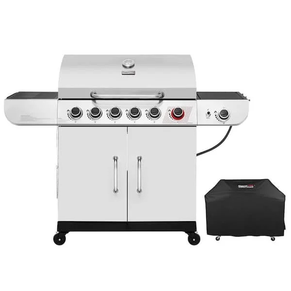 6 burner liquid propane gas grill with sear burner side burner and cover 71,000 BTU cabinet style deal at $379.99