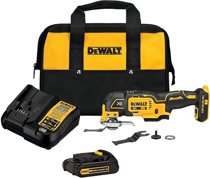 DEWALT 20V MAX XR Brushless Oscillating Tool Kit DCS356C1 with battery, charger, and blades on sale for $99