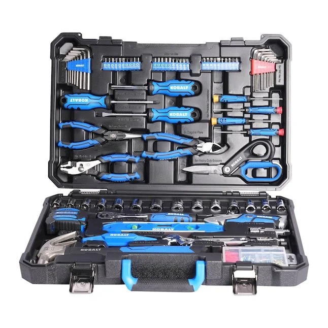 Kobalt 183 piece blue household tool set with folding case deal, chrome vanadium steel tools