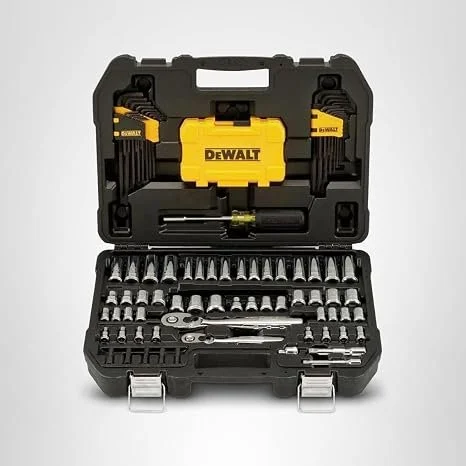 DeWalt DWMT73801 108 Piece Mechanics Tools Kit and Socket Set with 1/4 inch and 3/8 inch drive SAE on sale at Amazon for $64.49, marked down from $90.47.