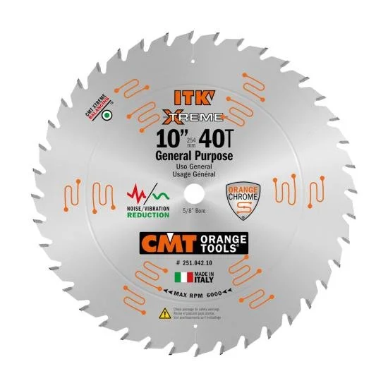CMT Orange Tools ITK Xtreme Orange Chrome 10 inch thin kerf 40 tooth general purpose table saw blade 41% off