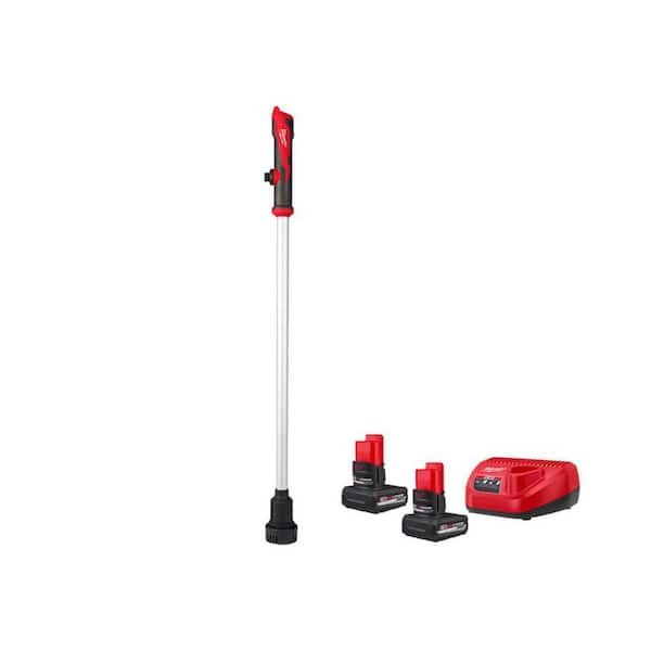 Milwaukee M12 12 Volt Lithium Ion Cordless Stick Water Transfer Pump kit with two batteries and charger