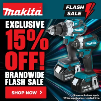Makita power tools flash sale at The Tool Nut with 15% off select Makita cordless and corded tools for a limited time