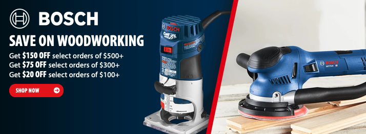 Save up to $150 on select Bosch power tools with tiered in cart discounts on orders of $100, $300, and $500 at Acme Tools