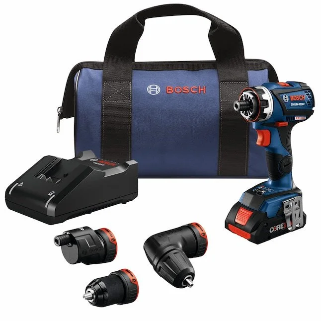Bosch 18V cordless combo kit with drill, impact driver, batteries, and charger on sale at Lowe's