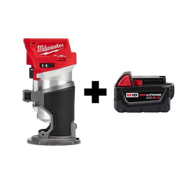 Milwaukee M18 FUEL 18V Lithium Ion Brushless Cordless Compact Router with M18 5.0 Ah Battery