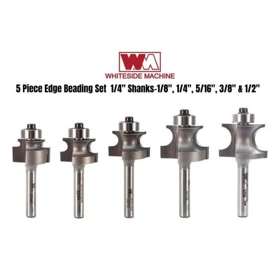 Whiteside 1/4 inch shank edge beading router bit set with five bead diameters on sale for $177.86