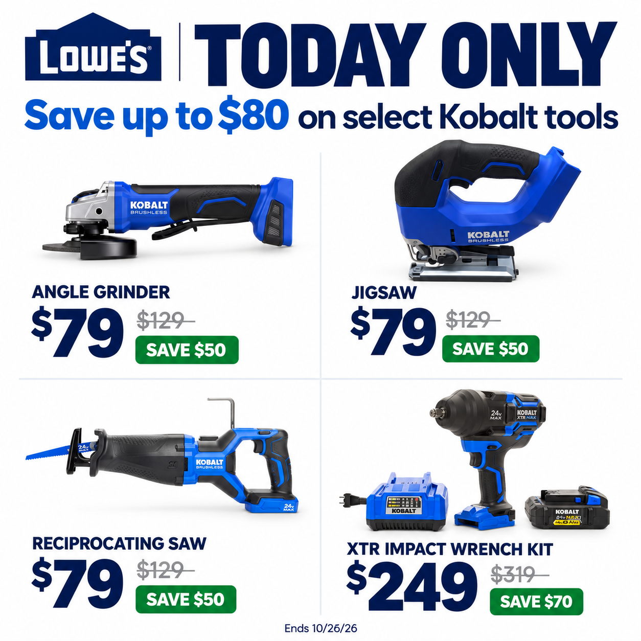 Assortment of Kobalt 24V tools including an angle grinder jigsaw reciprocating saw and shop vacuum