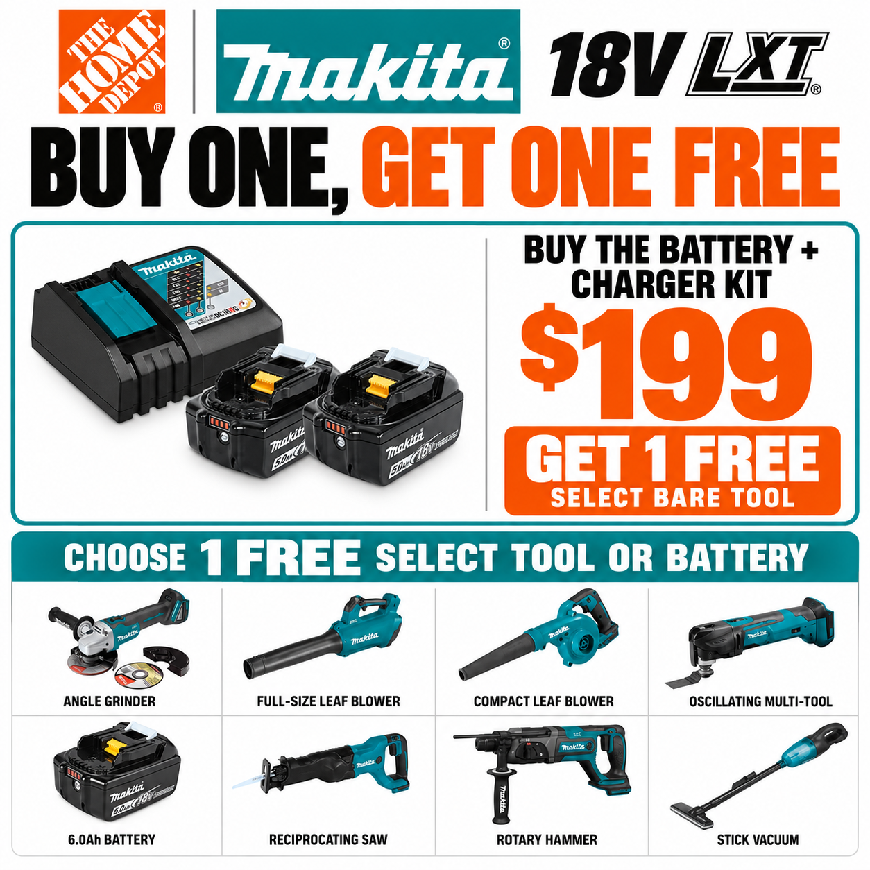 Makita 18V LXT Starter Pack BL1850BDC2X1 Deal Free Tool