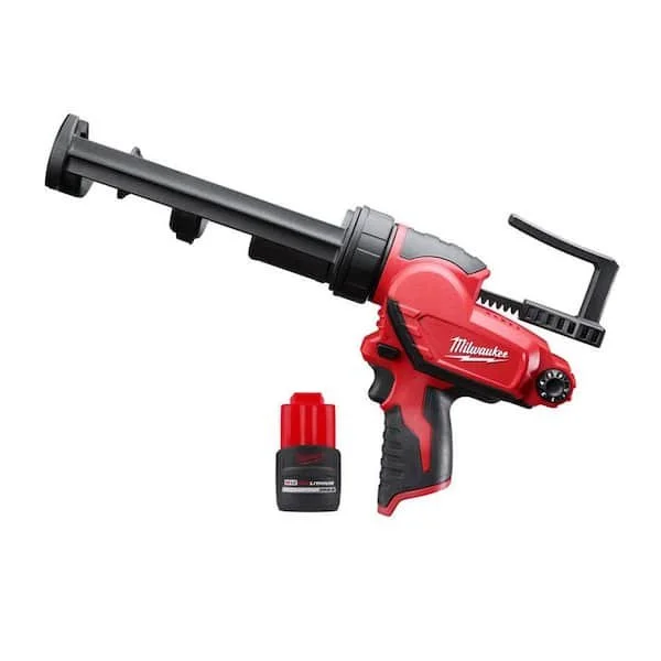 Milwaukee M12 12V cordless 10 oz. adhesive and caulk gun with M12 CP High Output 2.5 Ah lithium ion battery pack