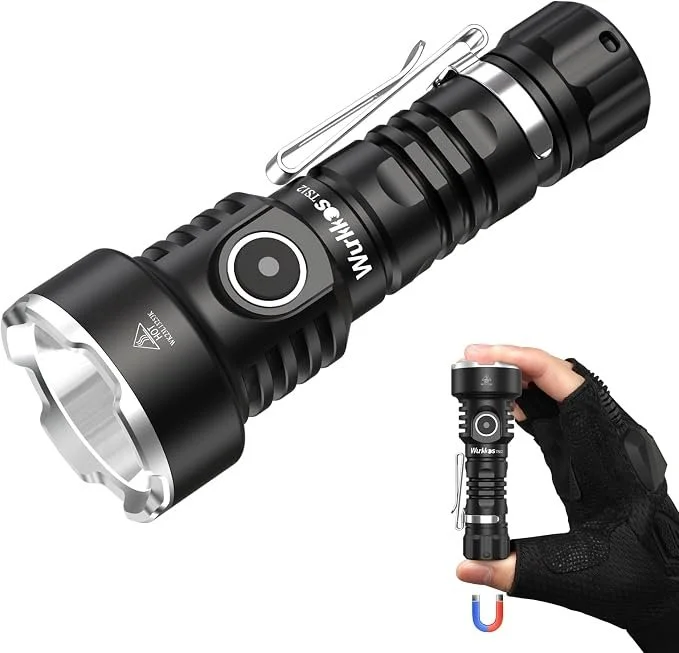 Wurkkos TS12 SFT25R mini rechargeable EDC LED flashlight 1350 lumens with magnetic base and pocket clip