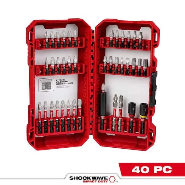 Milwaukee SHOCKWAVE impact duty alloy steel 40 piece screwdriver bit set with PACKOUT compatible case