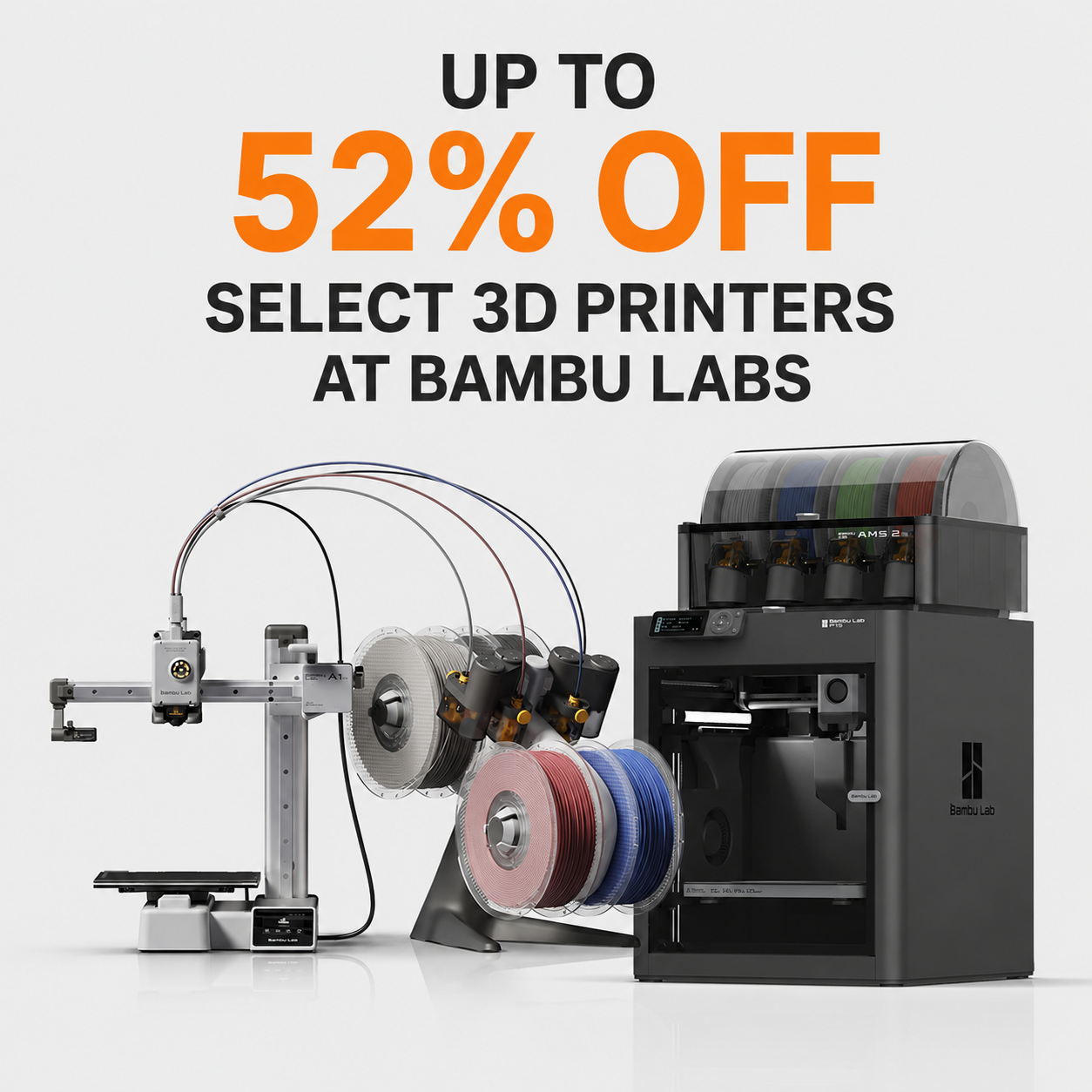 Bambu Lab 3D Printer on sale for up to 52% off with starting prices as low as $209, featuring beginner friendly setup, high print quality, and compatibility with the Bambu Lab software ecosystem for shop, hobby, and small business use