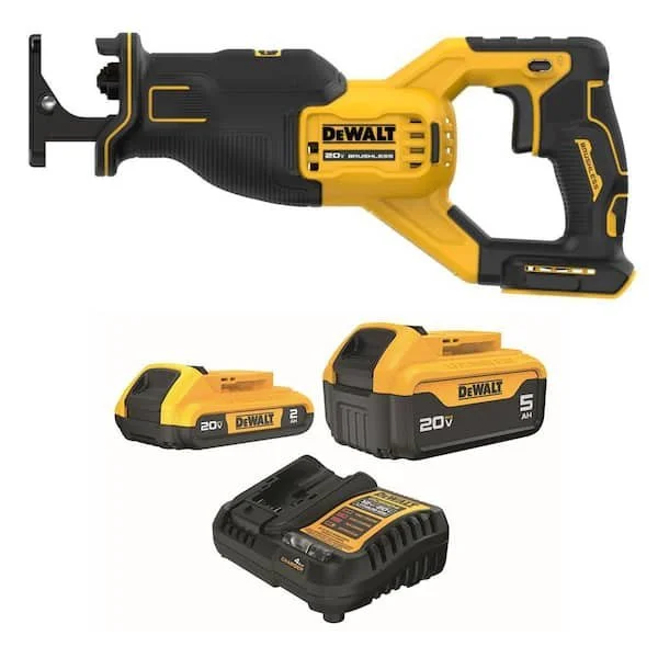 DEWALT 20V MAX Lithium Ion Cordless Brushless Reciprocating Saw with 5.0Ah and 2.0Ah Battery Packs and Charger on sale at Home Depot for $194, 55% off the regular $428 price