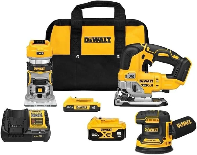 DEWALT 20V MAX 3 Tool Combo Kit featuring the DCW600 router DCS334 jig saw and DCW210 orbital sander