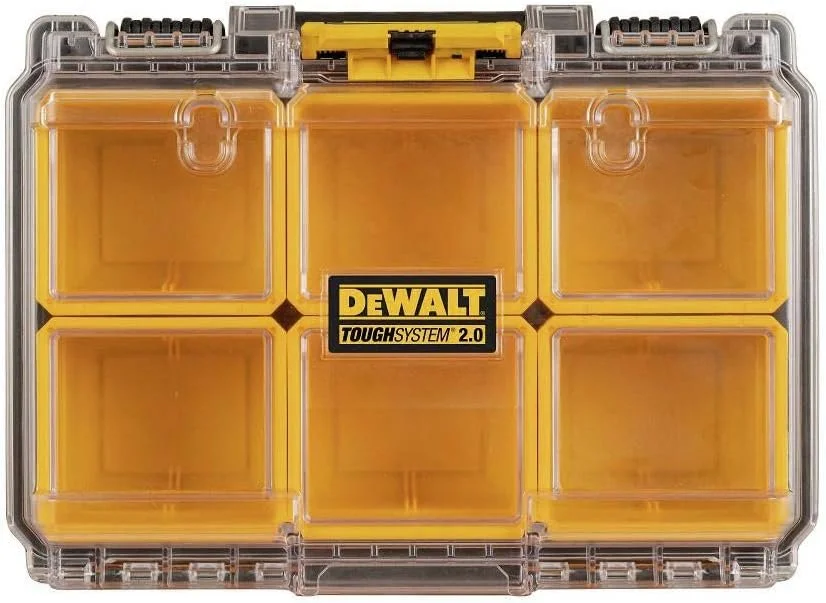 DEWALT ToughSystem 2.0 Deep Compact Organizer DWST08020 with transparent lid and 6 deep cups