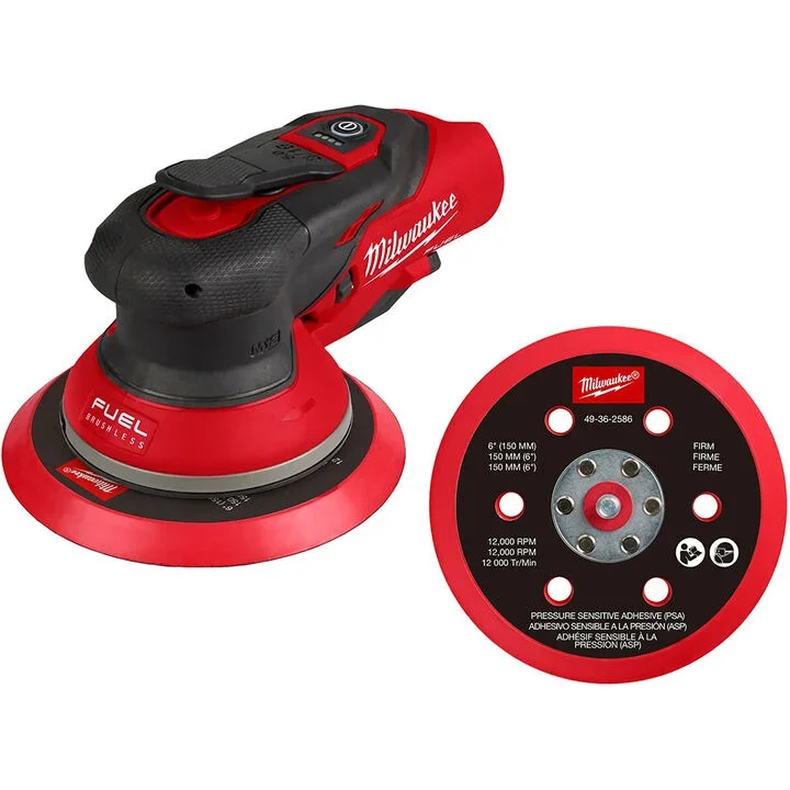 Milwaukee M12 FUEL 6 inch random orbital sander with 3/16 inch orbit bare tool on sale at Acme Tools