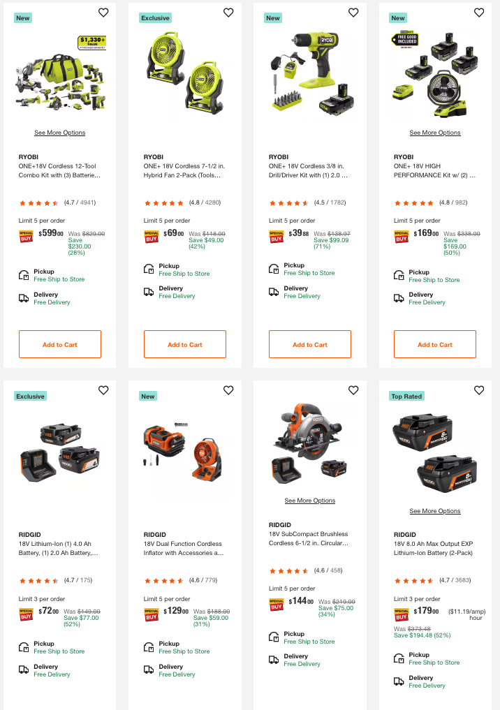Power tool combo kits and hand tools from Milwaukee, DeWALT, RIDGID, and RYOBI on sale at Home Depot up to 45% off for one day only on June 26, 2026