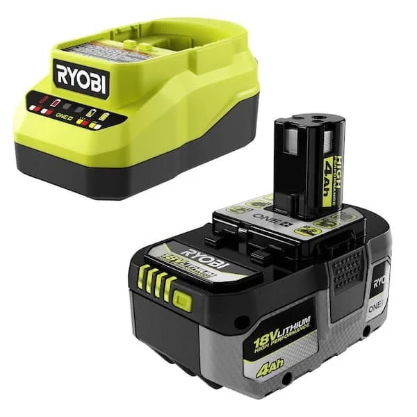 RYOBI ONE+ 18V Lithium Ion HIGH PERFORMANCE 4.0 Ah battery and charger starter kit on sale for $89.79 at Home Depot