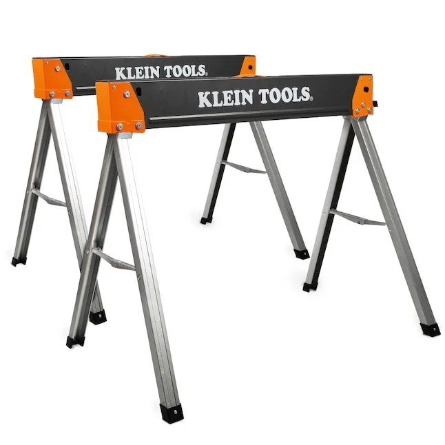 Klein Tools fixed leg folding sawhorse 2 pack with 2,600 pound capacity on sale for $74.98 today only
