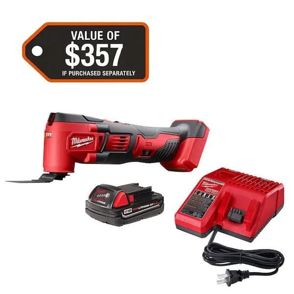 Milwaukee M18 18V Lithium-Ion Cordless Oscillating Multi-Tool Kit with 2.0 Ah battery and charger on sale at Home Depot for $119, marked down from $199.