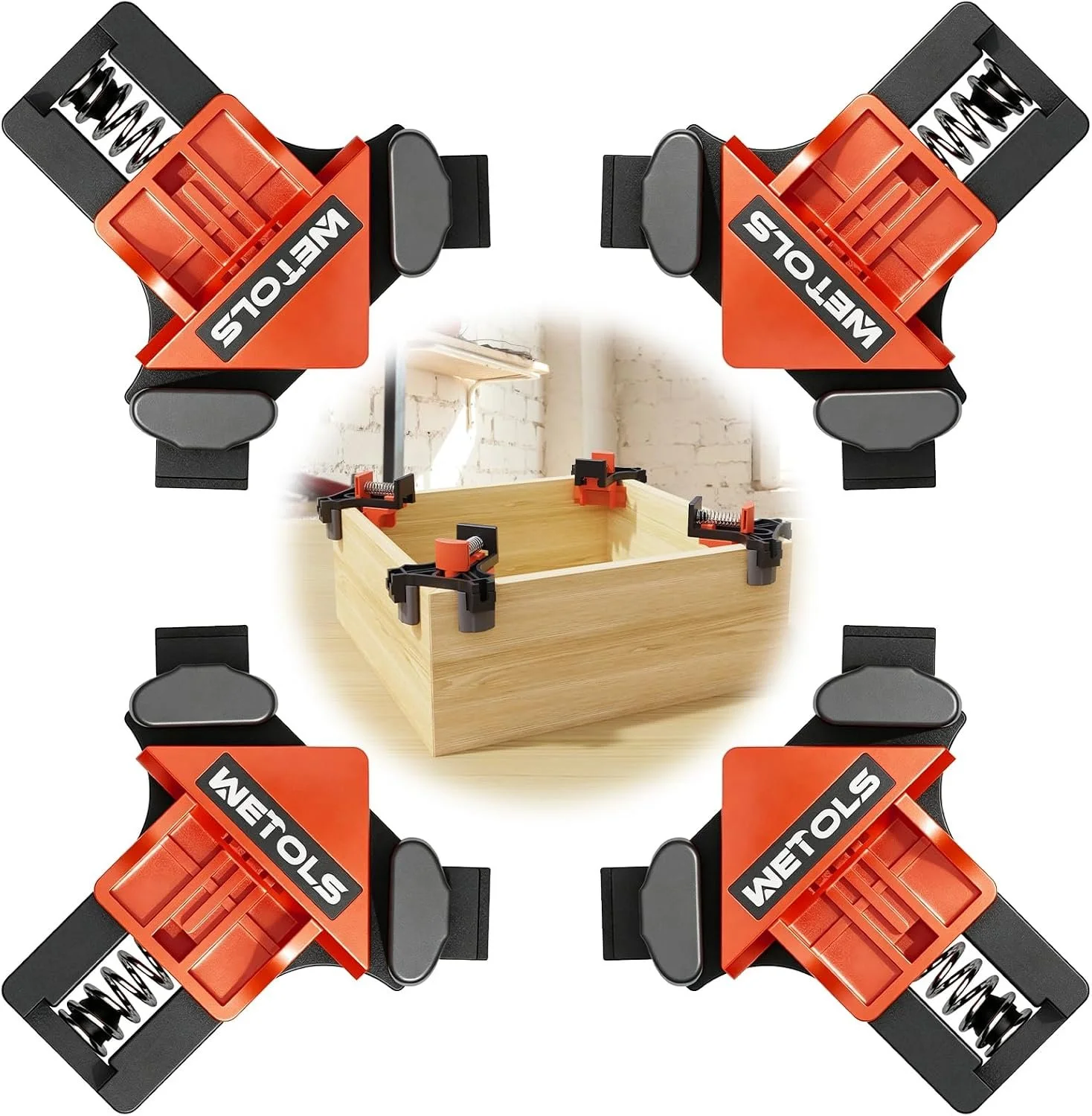 WETOLS 90 Degree Corner Clamp Set, 4 adjustable woodworking clamps, on sale at Amazon