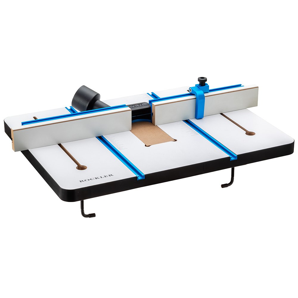 Rockler Drill Press Table and Fence with aluminum fence, flip stop, T tracks, and dust port