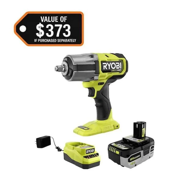 RYOBI ONE+ 18V brushless 4 mode 1/2 inch high torque impact wrench kit with 4.0Ah battery and charger, $159 deal, save 41%