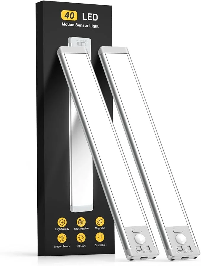 MCGOR 10 inch under cabinet lighting 2 pack with motion sensor, 5 level dimming, magnetic mount, and USB C rechargeable battery on sale at Amazon