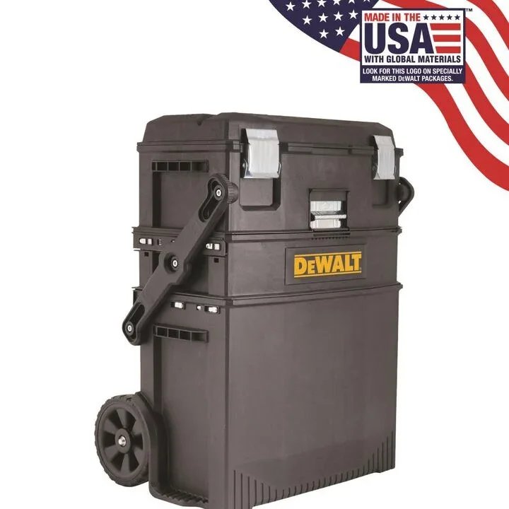 DEWALT Mobile Work Station rolling tool box with telescopic handle and multiple storage levels on sale at ACME Tool.