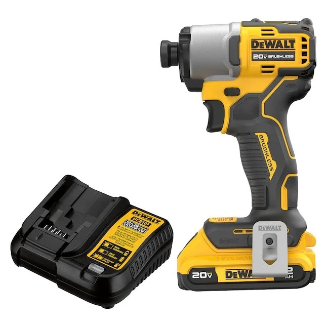 DEWALT 20V MAX brushless cordless drill and impact driver kits with battery and charger on sale at Lowe's for $99 each