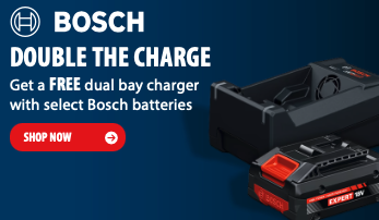 Bosch 18V High Power battery with free Bosch 12V and 18V multi voltage fast battery charger promotion at Acme Tools