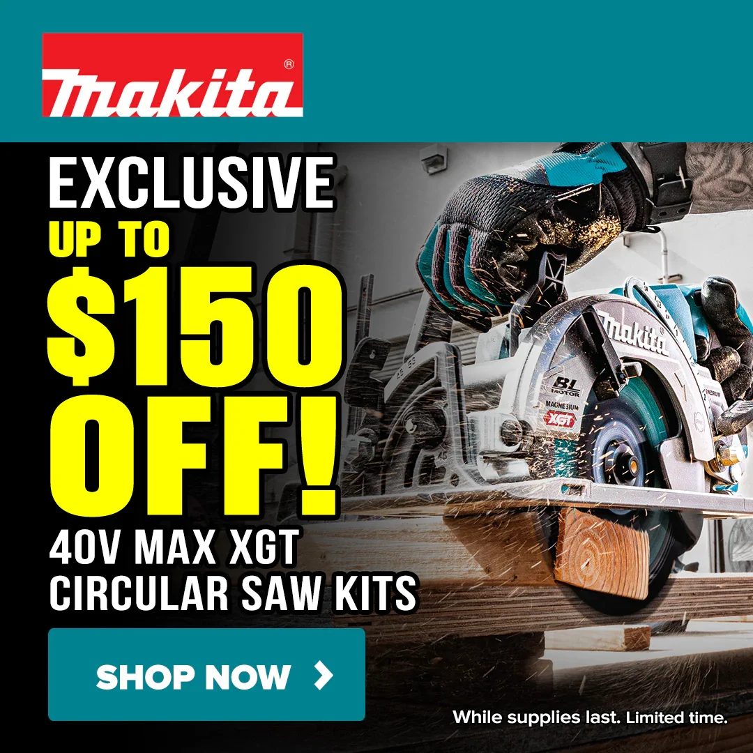 Makita 40V XGT cordless circular saw combo kit with battery and charger on sale for 150 off.