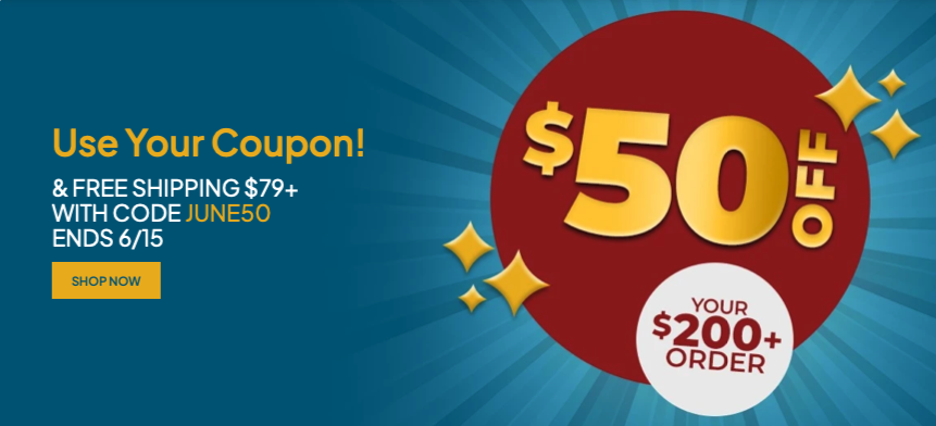 Rockler Flash Sale promotional graphic offering $50 off $200 with code JUNE50 valid through June 15, 2026