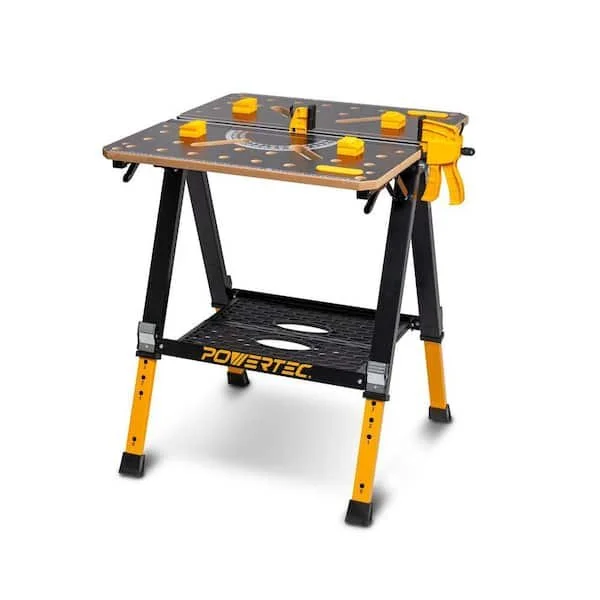 Powertec UT1015 2 in 1 Folding Work Table and Sawhorse with clamp and bench dogs
