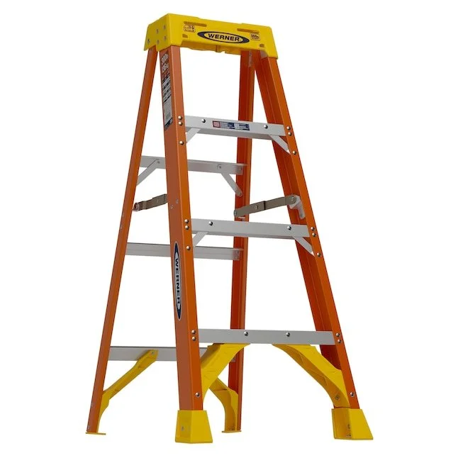 Werner 4 ft fiberglass and 6 ft aluminum step ladders on sale at Lowe's online for up to 30% off.
