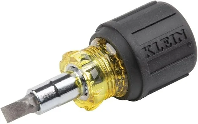 Klein Tools 32561 multi bit 6 in 1 stubby screwdriver and nut driver with cushion grip handle on sale.