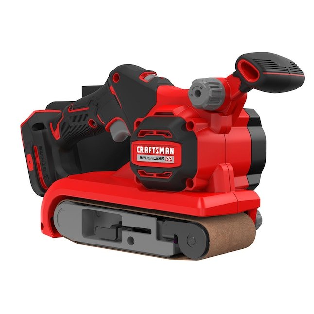 Craftsman V20 RP brushless variable speed cordless belt sander with dust bag on sale at Lowe's for $99 today only July 7 2026, $55 off original $154 price
