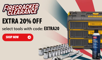 Acme Tools clearance sale banner featuring an extra 20% off select items with promo code EXTRA20
