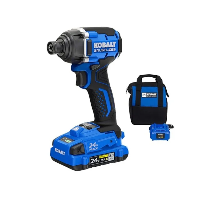 Kobalt 24V 1/4 in brushless cordless impact driver kit with battery, charger, and soft bag on sale for $79 at Lowe's