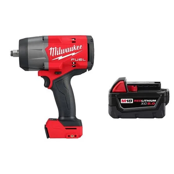 Milwaukee M18 FUEL brushless cordless 1/2 in. impact wrench with friction ring and XC 5.0 Ah battery on sale for $251.10 during a today only deal at Home Depot