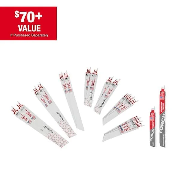 Milwaukee SAWZALL 16 piece metal cutting bi metal reciprocating saw blade set with 2 carbide blades on sale for $25